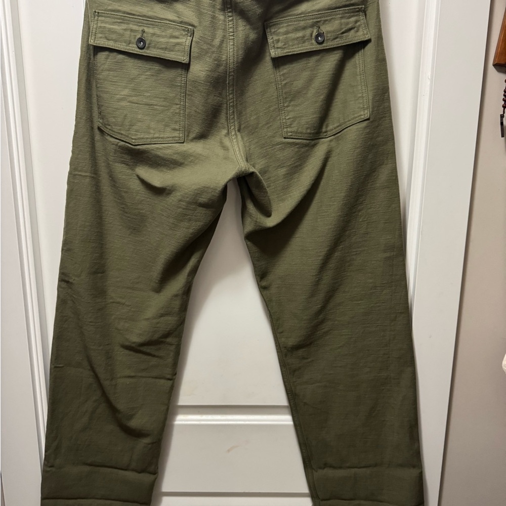 Samurai jeans 15oz heavy weight selvedge olive baker pants